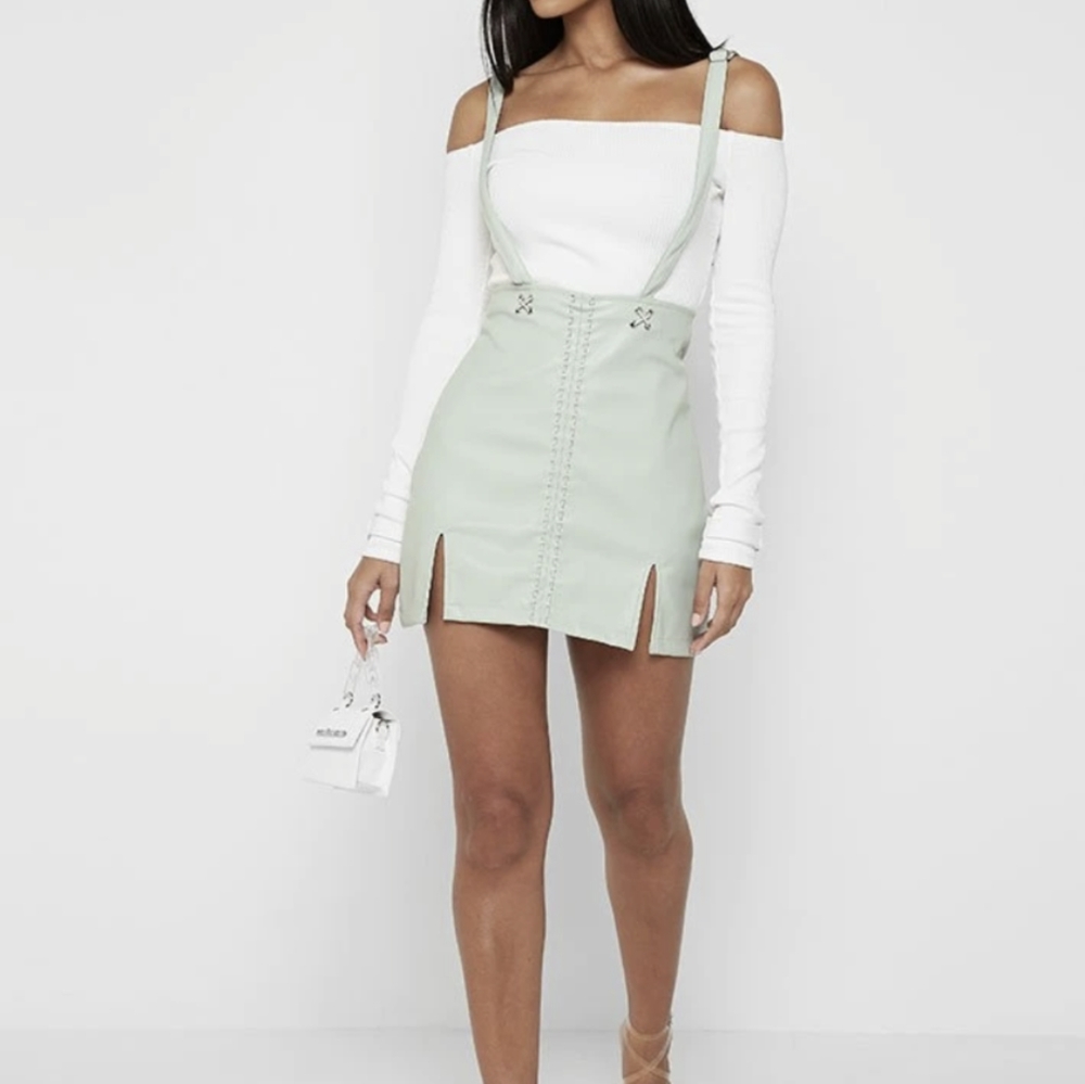 Vegan leather mini dress-Sage green- UK 8